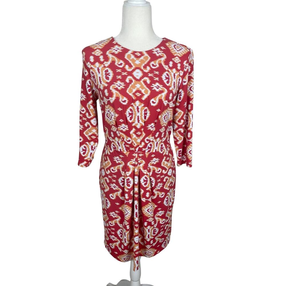 J.McLaughlin Catalina Cloth Mia Ikat Scroll Dress Coral Orange Women's Sz Medium